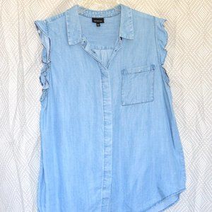 Who What Wear - Sleeveless Chambray Blouse with Ruffle
